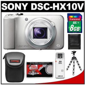 Sony Cyber-Shot DSC-HX10V GPS Digital Camera (Silver) with 8GB Card + Case + Flex Tripod + Accessory Kit - Digital Cameras and Accessories - Hip Lens.com