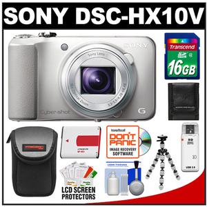 Sony Cyber-Shot DSC-HX10V GPS Digital Camera (Silver) with 16GB Card + Battery + Case + Flex Tripod + Accessory Kit - Digital Cameras and Accessories - Hip Lens.com