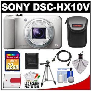 Sony Cyber-Shot DSC-HX10V GPS Digital Camera (Silver) with 32GB Card + Battery + Case + Tripod + HDMI Cable + Accessory Kit - Digital Cameras and Accessories - Hip Lens.com