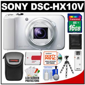 Sony Cyber-Shot DSC-HX10V GPS Digital Camera (White) with 16GB Card + Battery + Case + Flex Tripod + Accessory Kit - Digital Cameras and Accessories - Hip Lens.com