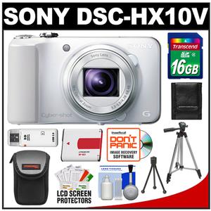 Sony Cyber-Shot DSC-HX10V GPS Digital Camera (White) with 16GB Card + Battery + Case + Tripod + Accessory Kit - Digital Cameras and Accessories - Hip Lens.com