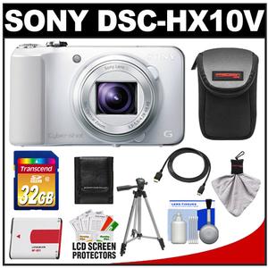 Sony Cyber-Shot DSC-HX10V GPS Digital Camera (White) with 32GB Card + Battery + Case + Tripod + HDMI Cable + Accessory Kit - Digital Cameras and Accessories - Hip Lens.com