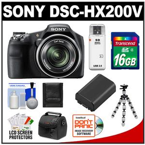 Sony Cyber-Shot DSC-HX200V GPS Digital Camera (Black) with 16GB Card + Battery + Flex Tripod + Accessory Kit - Digital Cameras and Accessories - Hip Lens.com
