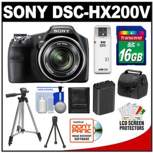 Sony Cyber-Shot DSC-HX200V GPS Digital Camera (Black) with 16GB Card + Battery + 2 Tripods + Accessory Kit - Digital Cameras and Accessories - Hip Lens.com