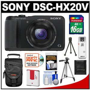 Sony Cyber-Shot DSC-HX20V GPS Digital Camera (Black) with 16GB Card + Battery + Case + 2 Tripods + Accessory Kit - Digital Cameras and Accessories - Hip Lens.com