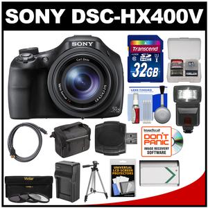 Sony Cyber-Shot DSC-HX400V Wi-Fi Digital Camera with 32GB Card + Case + Flash + Battery/Charger + Tripod + 3 Filters Kit
