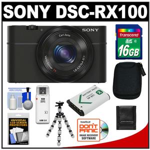 Sony Cyber-Shot DSC-RX100 Digital Camera (Black) with 16GB Card + Case + Battery + Flex Tripod + Accessory Kit - Digital Cameras and Accessories - Hip Lens.com
