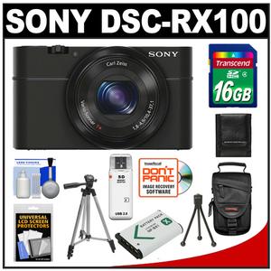 Sony Cyber-Shot DSC-RX100 Digital Camera (Black) with 16GB Card + Battery + Case + 2 Tripods + Accessory Kit - Digital Cameras and Accessories - Hip Lens.com