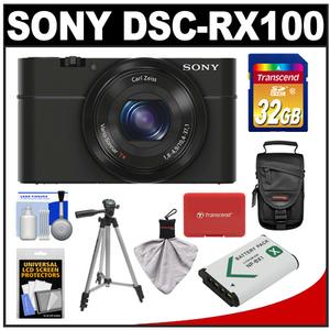 Sony Cyber-Shot DSC-RX100 Digital Camera (Black) with 32GB Card + Case + Battery + Tripod + Accessory Kit - Digital Cameras and Accessories - Hip Lens.com