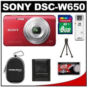 Sony Cyber-Shot DSC-W650 Digital Camera (Red) with 8GB Card + Case + Accessory Kit - Digital Cameras and Accessories - Hip Lens.com