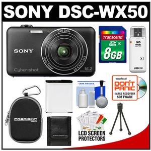 Sony Cyber-Shot DSC-WX50 Digital Camera (Black) with 8GB Card + Case + Battery + Accessory Kit - Digital Cameras and Accessories - Hip Lens.com
