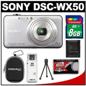 Sony Cyber-Shot DSC-WX50 Digital Camera (Silver) with 8GB Card + Case + Accessory Kit - Digital Cameras and Accessories - Hip Lens.com