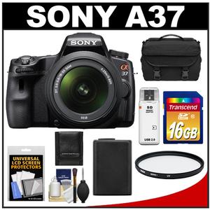 Sony Alpha SLT-A37 Translucent Mirror Technology Digital SLR Camera Body & 18-55mm Lens with 16GB Card + Case + Battery + Filter + Accessory Kit - Digital Cameras and Accessories - Hip Lens.com