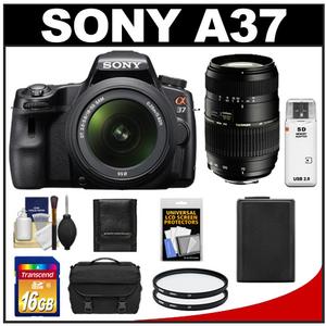 Sony Alpha SLT-A37 Translucent Mirror Technology Digital SLR Camera Body & 18-55mm Lens with Tamron 70-300mm Lens + 16GB Card + Case + Battery + 2 Filters + Acc - Digital Cameras and Accessories - Hip Lens.com
