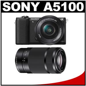 Sony Alpha A5100 Wi-Fi Digital Camera & 16-50mm Lens (Black) with E-Mount 55-210mm f/4.5-6.3 OSS Zoom Lens
