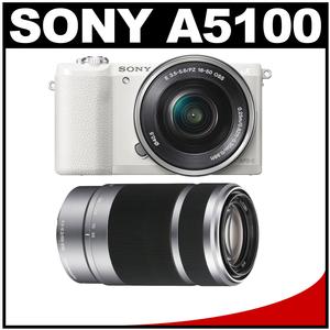 Sony Alpha A5100 Wi-Fi Digital Camera & 16-50mm Lens (White) with E-Mount 55-210mm f/4.5-6.3 OSS Zoom Lens