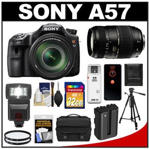 Sony Alpha SLT-A57 Translucent Mirror Technology Digital SLR Camera Body & 18-135mm Lens with Tamron 70-300mm Lens + 32GB Card + Battery + Filters + Flash + Cas - Digital Cameras and Accessories - Hip Lens.com