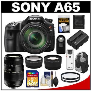 Sony Alpha SLT-A65 Translucent Mirror Technology Digital SLR Camera Body & 18-135mm Lens with Tamron 70-300mm Lens + 32GB Card + Backpack + Remote + Filters + T - Digital Cameras and Accessories - Hip Lens.com