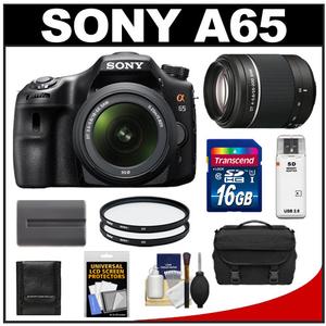Sony Alpha SLT-A65 Translucent Mirror Technology Digital SLR Camera Body & 18-55mm Lens with DT 55-200mm Zoom Lens + 16GB Card + Battery + Filter + Case + Acces - Digital Cameras and Accessories - Hip Lens.com