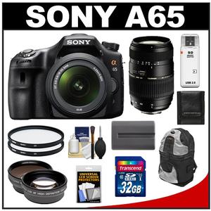 Sony Alpha SLT-A65 Translucent Mirror Technology Digital SLR Camera Body & 18-55mm Lens with Tamron 70-300mm Lens + 32GB Card + Battery + Filter + Backpack + Te - Digital Cameras and Accessories - Hip Lens.com
