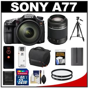 Sony Alpha SLT-A77 Translucent Mirror Technology Digital SLR Camera Body & 16-50mm Lens with DT 55-200mm Lens + 32GB Card + Battery + 2 Filters + Case + Tripod  - Digital Cameras and Accessories - Hip Lens.com