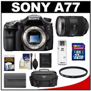 Sony Alpha SLT-A77 Translucent Mirror Technology Digital SLR Camera Body with 24-70mm f/2.8 Zoom Lens + 32GB Card + Battery + Filter + Case + Accessory Kit - Digital Cameras and Accessories - Hip Lens.com