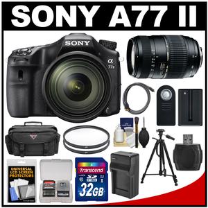 Sony Alpha A77 II Wi-Fi Digital SLR Camera & 16-50mm Lens with 70-300mm Lens + 32GB Card + Battery & Charger + Case + Tripod + Filters + Kit