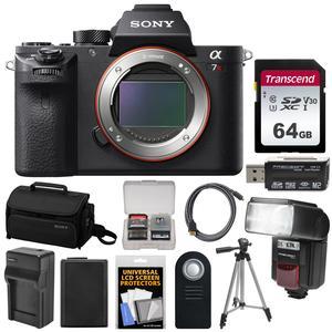 Sony Alpha A7R II 4K Wi-Fi Digital Camera Body with 64GB Card + Battery + Charger + Case + Flash/Video Light + Tripod + Kit