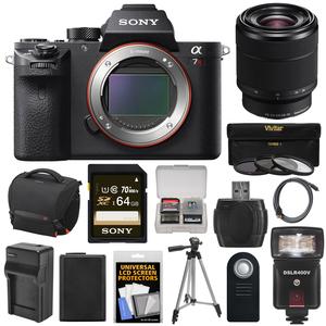 Sony Alpha A7R II 4K Wi-Fi Digital Camera Body with FE 28-70mm Lens + 64GB Card + Battery + Charger + Case + Flash + Tripod + Kit