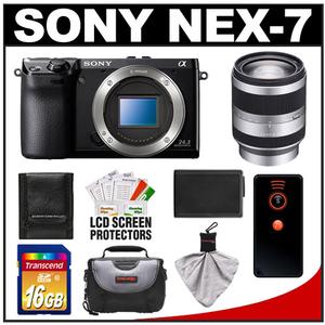 Sony Alpha NEX-7 Digital Camera Body (Black) with 18-200mm OSS Zoom Lens + 16GB Card + Battery + Case + Accessory Kit - Digital Cameras and Accessories - Hip Lens.com