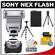 Sony Alpha HVL-F20S Flash for NEX Cameras with DSLR Case + NP-FW50 Battery + Flexible Tripod + Cleaning & Accessory Kit