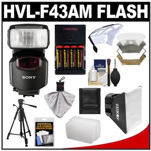 Sony Alpha HVL-F43AM Flash with Quick Shift Bounce with Tripod + Softbox + Bounce + Diffuser + (4) Batteries & Charger + Accessory Kit - Digital Cameras and Accessories - Hip Lens.com