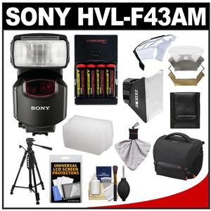 Sony Alpha HVL-F43AM Flash with Quick Shift Bounce with Sony SC8 Case + Tripod + Softbox + Bounce + Diffuser + (4) Batteries & Charger Kit - Digital Cameras and Accessories - Hip Lens.com