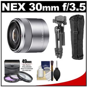 Sony Alpha NEX E-Mount E 30mm f/3.5 Macro Lens 3 UV/FLD/PL Filters + Macro Tripod + Cleaning Kit - Digital Cameras and Accessories - Hip Lens.com