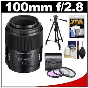 Sony Alpha 100mm f/2.8 Macro Lens with 3 (UV/FLD/PL) Filters + Tripod + Cleaning Kit - Digital Cameras and Accessories - Hip Lens.com