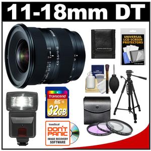 Sony Alpha 11-18mm f/4.5-5.6 DT Zoom Lens with 32GB Card + Flash + 3 (UV/FLD/PL) Filters + Tripod + Accessory Kit - Digital Cameras and Accessories - Hip Lens.com