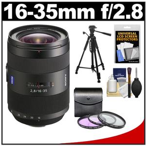 Sony Alpha 16-35mm f/2.8 DT ZA SSM Vario-Sonnar T* Zoom Lens with 3 (UV/FLD/PL) Filters + Tripod + Cleaning Kit - Digital Cameras and Accessories - Hip Lens.com