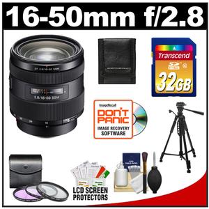 Sony Alpha 16-50mm f/2.8 DT ED Zoom Lens with 32GB SD Card + 3 UV/FLD/CPL Filters + Tripod + Accessory Kit - Digital Cameras and Accessories - Hip Lens.com