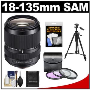 Sony Alpha 18-135mm f/3.5-5.6 ED SAM Zoom Lens with 3 UV/FLD/CPL Filters + Tripod + Accessory Kit - Digital Cameras and Accessories - Hip Lens.com