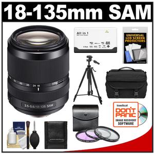 Sony Alpha 18-135mm f/3.5-5.6 ED SAM Zoom Lens with 3 UV/FLD/CPL Filters + Case + Tripod + Accessory Kit - Digital Cameras and Accessories - Hip Lens.com