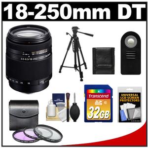 Sony Alpha DT 18-250mm f/3.5-6.3 Zoom Lens with 32GB Card + 3 UV/FLD/CPL Filters + Remote + Tripod + Accessory Kit - Digital Cameras and Accessories - Hip Lens.com