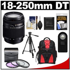 Sony Alpha DT 18-250mm f/3.5-6.3 Zoom Lens with 3 UV/FLD/CPL Filters + Backpack Case + Remote + Tripod + Accessory Kit - Digital Cameras and Accessories - Hip Lens.com