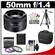 Sony Alpha 50mm f/1.4 Lens with Sony SC8 Case + 3 (UV/FLD/CPL) Filter Set + Tripod + Cleaning Accessory Kit