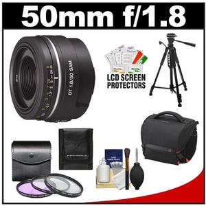 Sony Alpha 50mm f/1.8 DT SAM Lens with Sony SC8 Case + 3 (UV/FLD/CPL) Filter Set + Tripod + Cleaning Accessory Kit - Digital Cameras and Accessories - Hip Lens.com