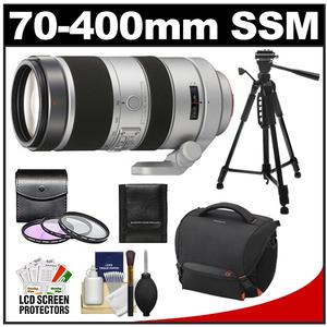 Sony Alpha 70-400mm f/4.0-5.6 G SSM Zoom Lens with Sony SC8 Case + 3 (UV/FLD/CPL) Filter Set + Tripod + Cleaning Accessory Kit - Digital Cameras and Accessories - Hip Lens.com