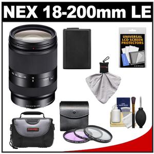 Sony Alpha NEX E-Mount E 18-200mm f/3.5-5.6 LE OSS Zoom Lens with Battery + Case + 3 (UV/FLD/CPL) Filters + Accessory Kit - Digital Cameras and Accessories - Hip Lens.com