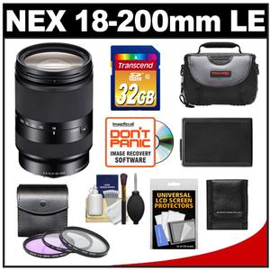 Sony Alpha NEX E-Mount E 18-200mm f/3.5-5.6 LE OSS Zoom Lens with 32GB Card + Battery + Case + 3 (UV/FLD/CPL) Filters + Accessory Kit - Digital Cameras and Accessories - Hip Lens.com
