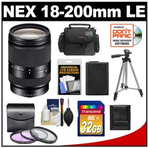 Sony Alpha NEX E-Mount E 18-200mm f/3.5-5.6 LE OSS Zoom Lens with 32GB Card + 3 (UV/FLD/CPL) Filters + Battery + Case + Tripod + Accessory Kit - Digital Cameras and Accessories - Hip Lens.com