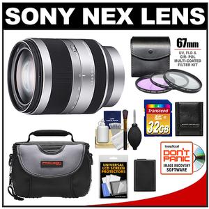 Sony Alpha NEX E-Mount E 18-200mm f/3.5-6.3 OSS Zoom Lens with 32GB SD Card + NP-FW50 Battery + 3 UV/FLD/CPL Filters + Case + Accessory Kit - Digital Cameras and Accessories - Hip Lens.com