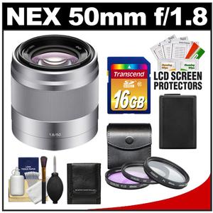Sony Alpha NEX E-Mount 50mm f/1.8 OSS Telephoto Lens with 16GB Card + 3 UV/FLD/PL Filters + Battery + Cleaning Kit - Digital Cameras and Accessories - Hip Lens.com